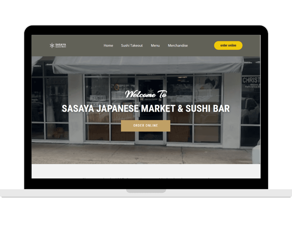 Sasaya Japanese Market and Sushi Bar website designed by Takeout Button with built-in online ordering